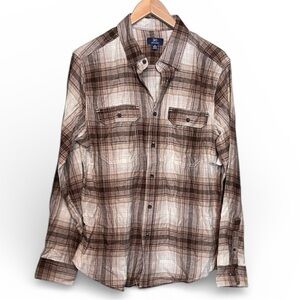 George, Tan and Brown Plaid Shirt, size medium (38-40), new never worn